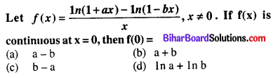 Bihar Board 12th Maths Objective Answers Chapter 5 Continuity and Differentiability Q1
