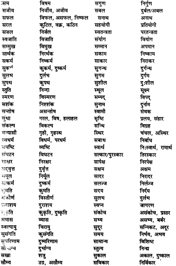 Bihar Board Class 12th Hindi व्याकरण विलोम या विपरीतार्थक शब्द 17