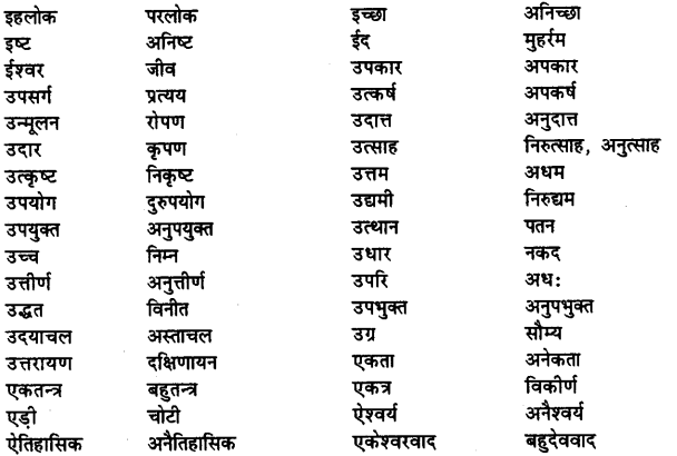 Bihar Board Class 12th Hindi व्याकरण विलोम या विपरीतार्थक शब्द 3
