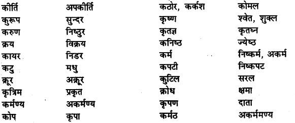 Bihar Board Class 12th Hindi व्याकरण विलोम या विपरीतार्थक शब्द 4