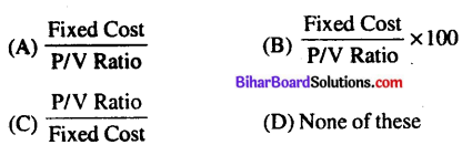 Bihar Board 12th Entrepreneurship Objective Answers Chapter 13 Break-Even Analysis - 1