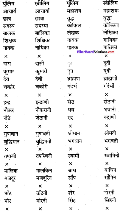 Bihar Board Class 9 Hindi व्याकरण लिंग - 2