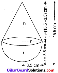 Bihar Board Class 10 Maths Solutions Chapter 13 पृष्ठीय क्षेत्रफल एवं आयतन Ex 13.1 Q3