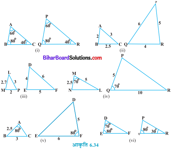 Bihar Board Class 10 Maths Solutions Chapter 6 त्रिभुज Ex 6.3 Q1
