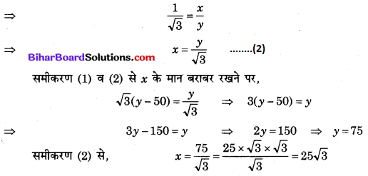 Bihar Board Class 10 Maths Solutions Chapter 9 त्रिकोणमिति के कुछ अनुप्रयोग Additional Questions SAQ 4.1