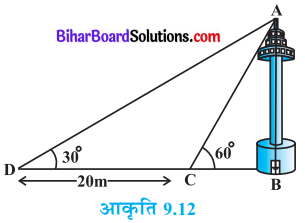 Bihar Board Class 10 Maths Solutions Chapter 9 त्रिकोणमिति के कुछ अनुप्रयोग Ex 9.1 Q11