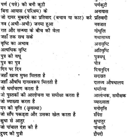 Bihar board class 9 hindi व्याकरण अनेक शब्दों के लिए एक शब्द - 11