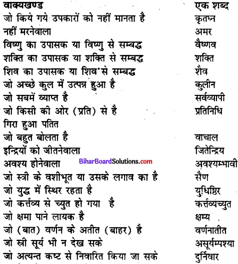 Bihar board class 9 hindi व्याकरण अनेक शब्दों के लिए एक शब्द - 4