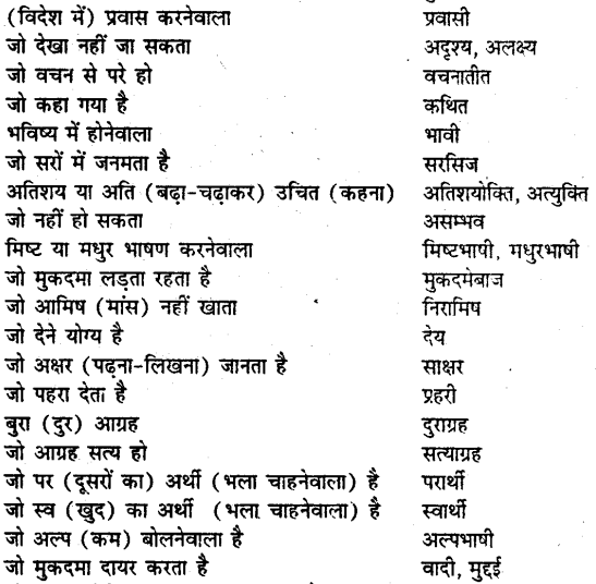 Bihar board class 9 hindi व्याकरण अनेक शब्दों के लिए एक शब्द - 5