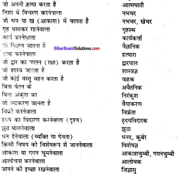 Bihar board class 9 hindi व्याकरण अनेक शब्दों के लिए एक शब्द - 8