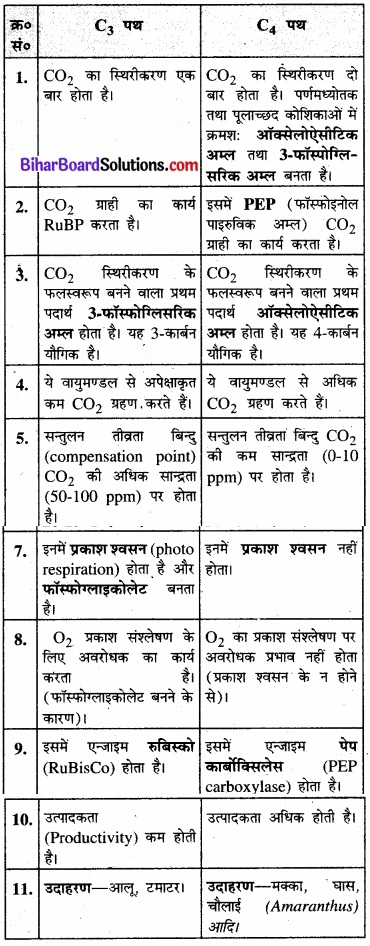 Bihar Board Class 11 Biology Chapter 13 उच्च पादपों में प्रकाश-संश्लेषण 